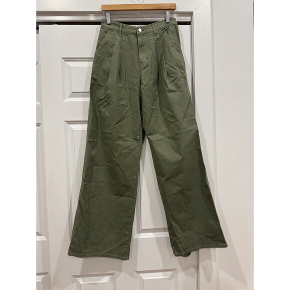 Veronica Beard Womens 29 Stone Army Pleated High Rise Mia Wide Leg Trouser Pants - Picture 1 of 10